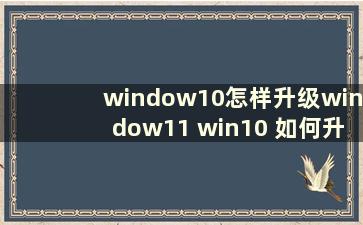 window10怎样升级window11 win10 如何升级win11